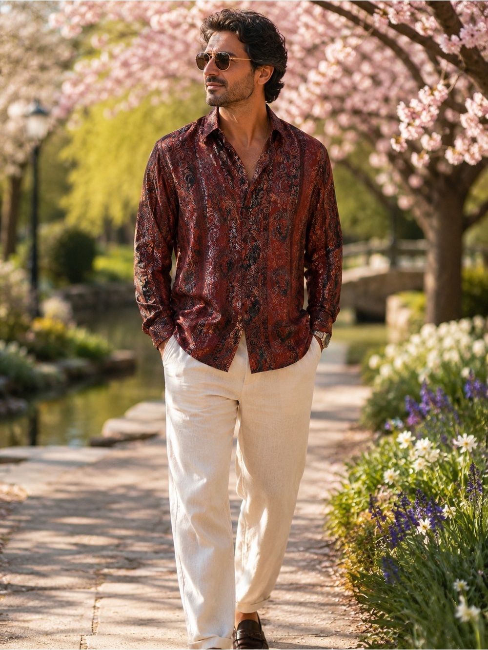191. Mens Burgundy Button-Up Shirt